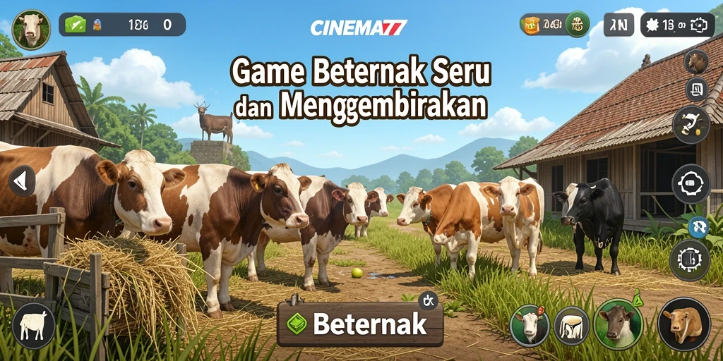 Tampilan antarmuka CINEMA77 saat mengelola peternakan.