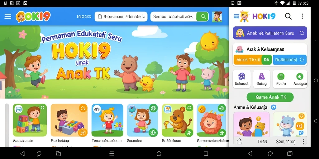 Tampilan antarmuka HOKI9 yang ceria untuk Game Anak TK.