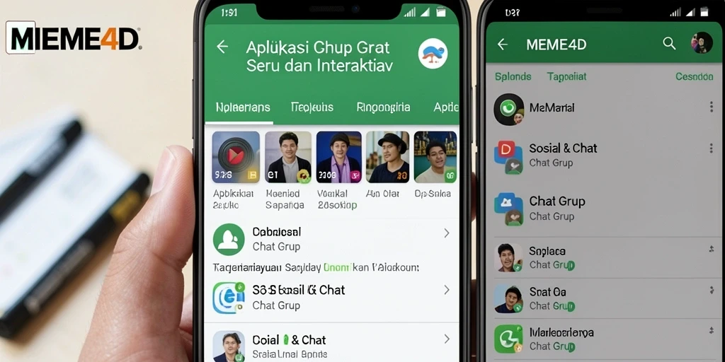 Tampilan antarmuka MEME4D dengan fungsi Chat Grup yang interaktif.