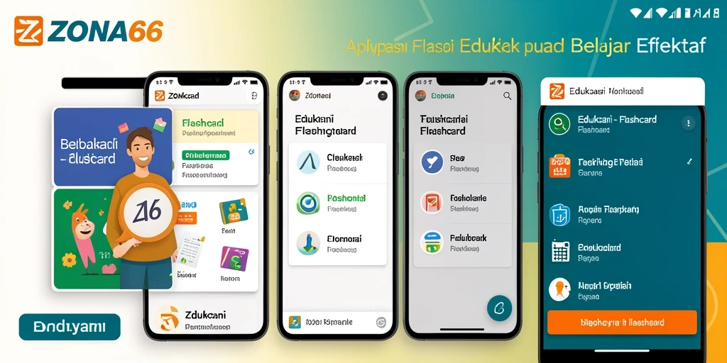 Antarmuka ZONA66 dengan fungsi Flashcard yang interaktif dan menarik.